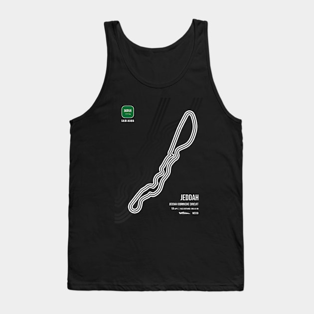 Jeddah Race Track (B&W) Tank Top by RaceCarsDriving